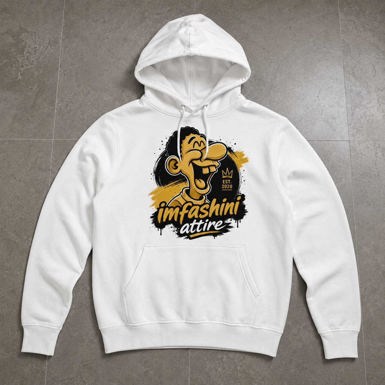 Imfashini Attire Cartoon White Hoodie