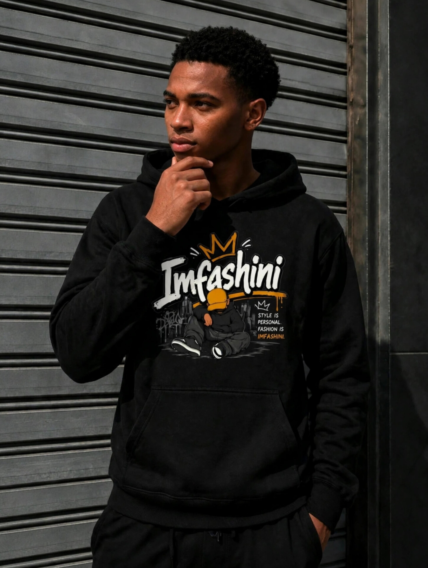 Imfashini Attire Men's Graphic Black Hoodies