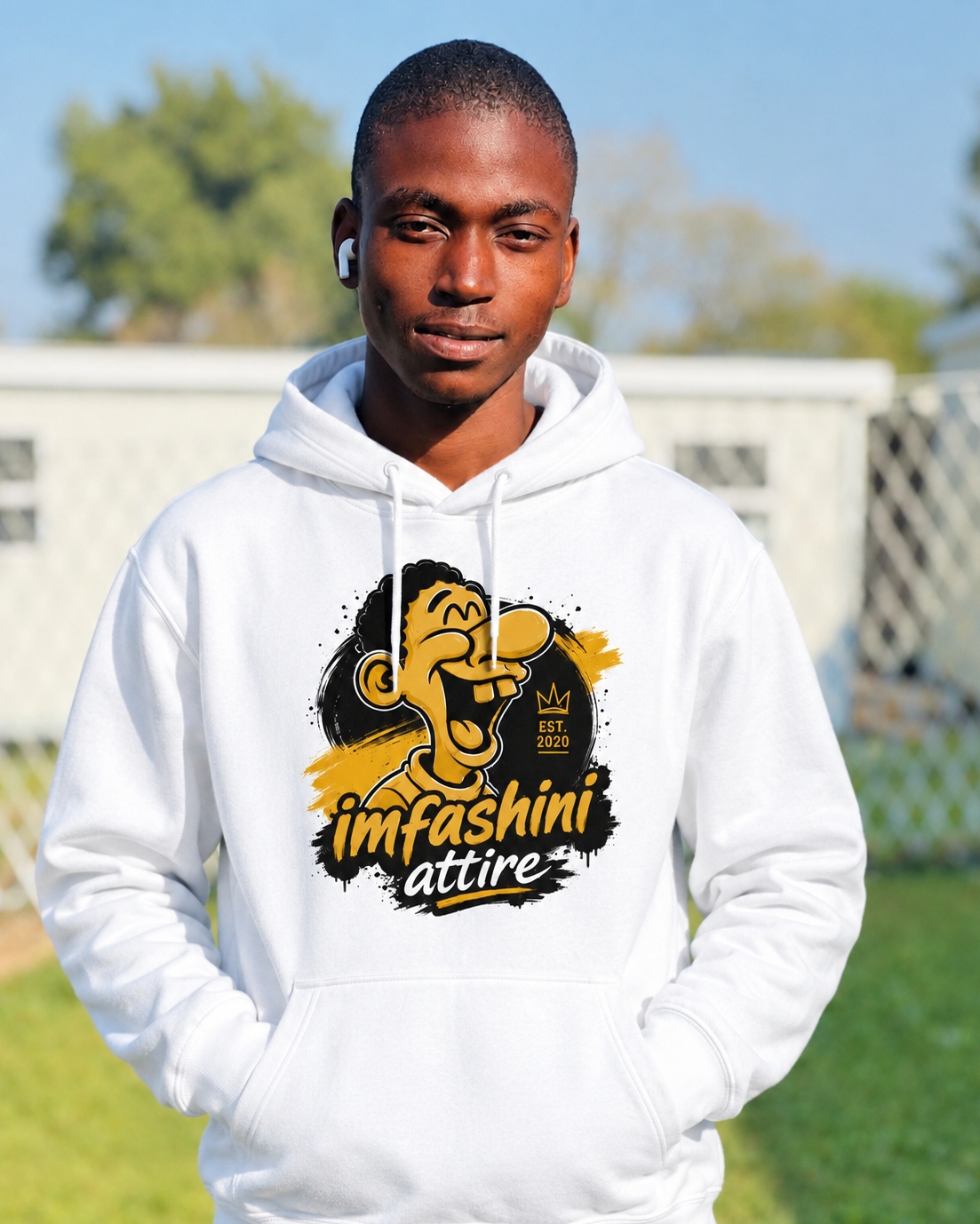 Imfashini Attire Cartoon White Hoodie